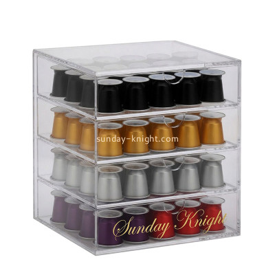 Custom acrylic 4 tiers coffee capsules drawer organizer HCK-296