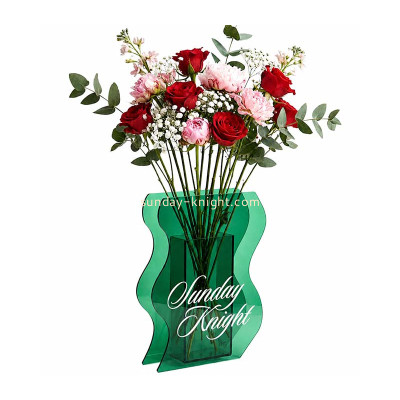 Custom wavy acrylic home decor flower vase AHK-152