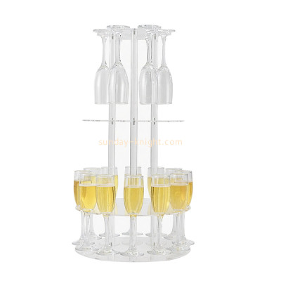 Custom acrylic 3 tiers floating champagne flute holder WDK-319