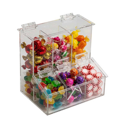 Custom acrylic candy 3 compartment dispensing bin DBK-1529