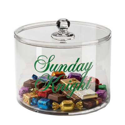 Custom round acrylic candy display storage box with lid DBK-1530