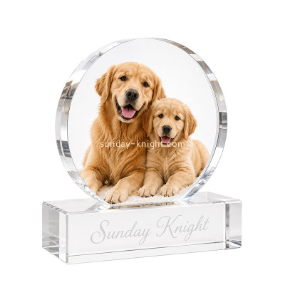 Custom acrylic round photo block with base ABK-327