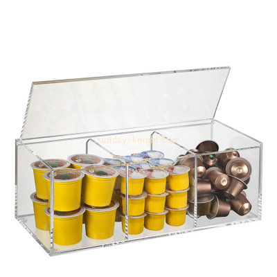 Custom acrylic 3 dividers coffee pods storage box AHK-153