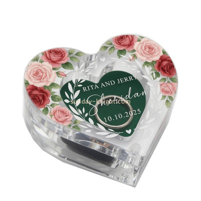 Custom heart shaped acrylic wedding ring gift box DBK-1533