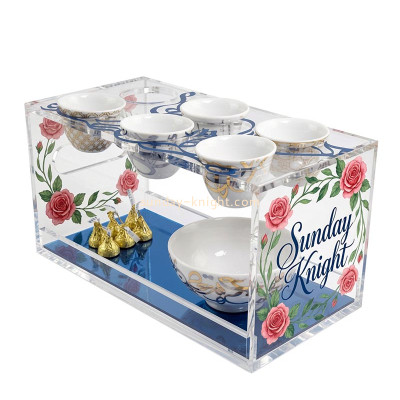 Custom acrylic 2 tiers abstract coffee cup serving tray STK-398