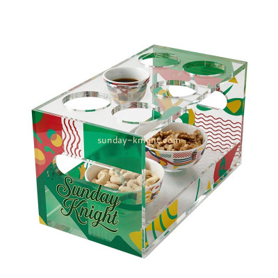 Custom acrylic luxury 2 tiers coffee cup serving tray STK-399-