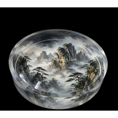 Custom round acrylic catchall candy dish block CAK-443