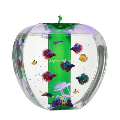 Custom apple shaped acrylic small fish bowl FTK-144