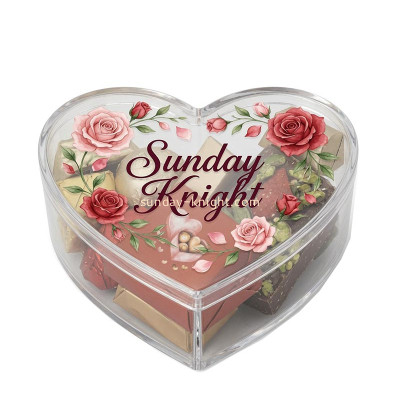 Custom heart shaped acrylic chocolate gift box with lid FSK-314