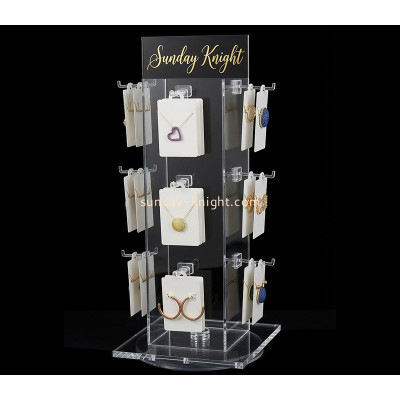 Custom acrylic rotating 4 sided jewelry display rack JDK-822