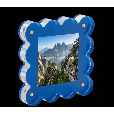 Custom scalloped edge acrylic magnetic photo block frame APK-163