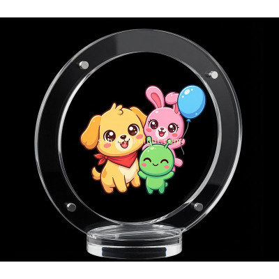 Custom round acrylic photo frame with round block base APK-162