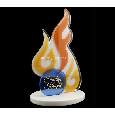 Custom acrylic fire shaped awards trophy with base ATK-170