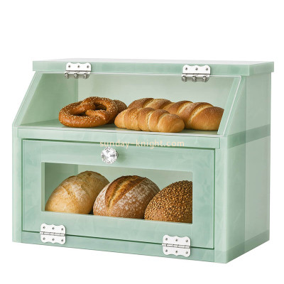 Custom acrylic 2 tiers bread display case FSK-320