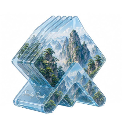 Custom acrylic cup coasters set with holder HCK-306