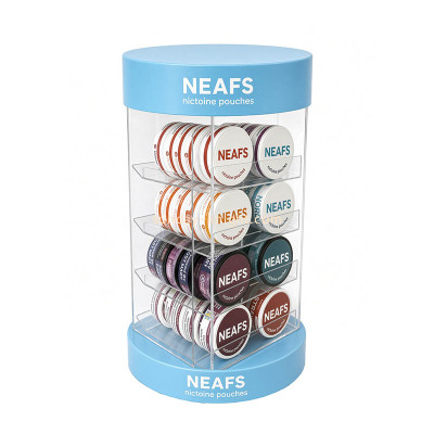 Custom round acrylic NEAFS nicotine pouches display box DBK-1542