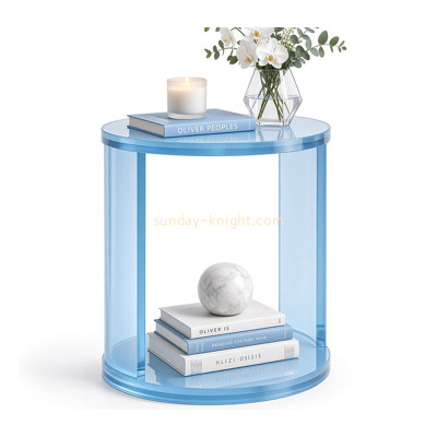 Custom acrylic half moon end table with storage shelf AFK-458